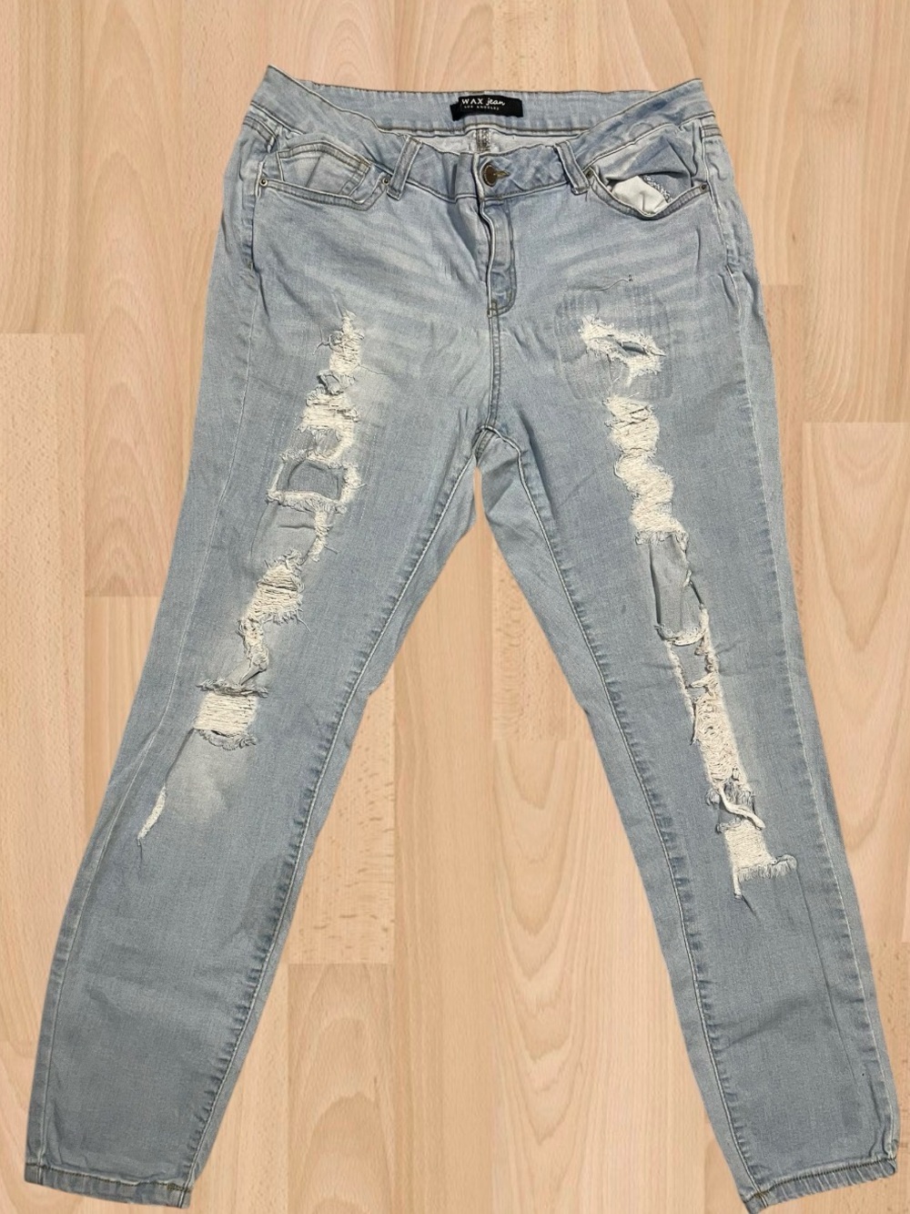 Wax Jean Pale Blue Ripped Skinny Jeans